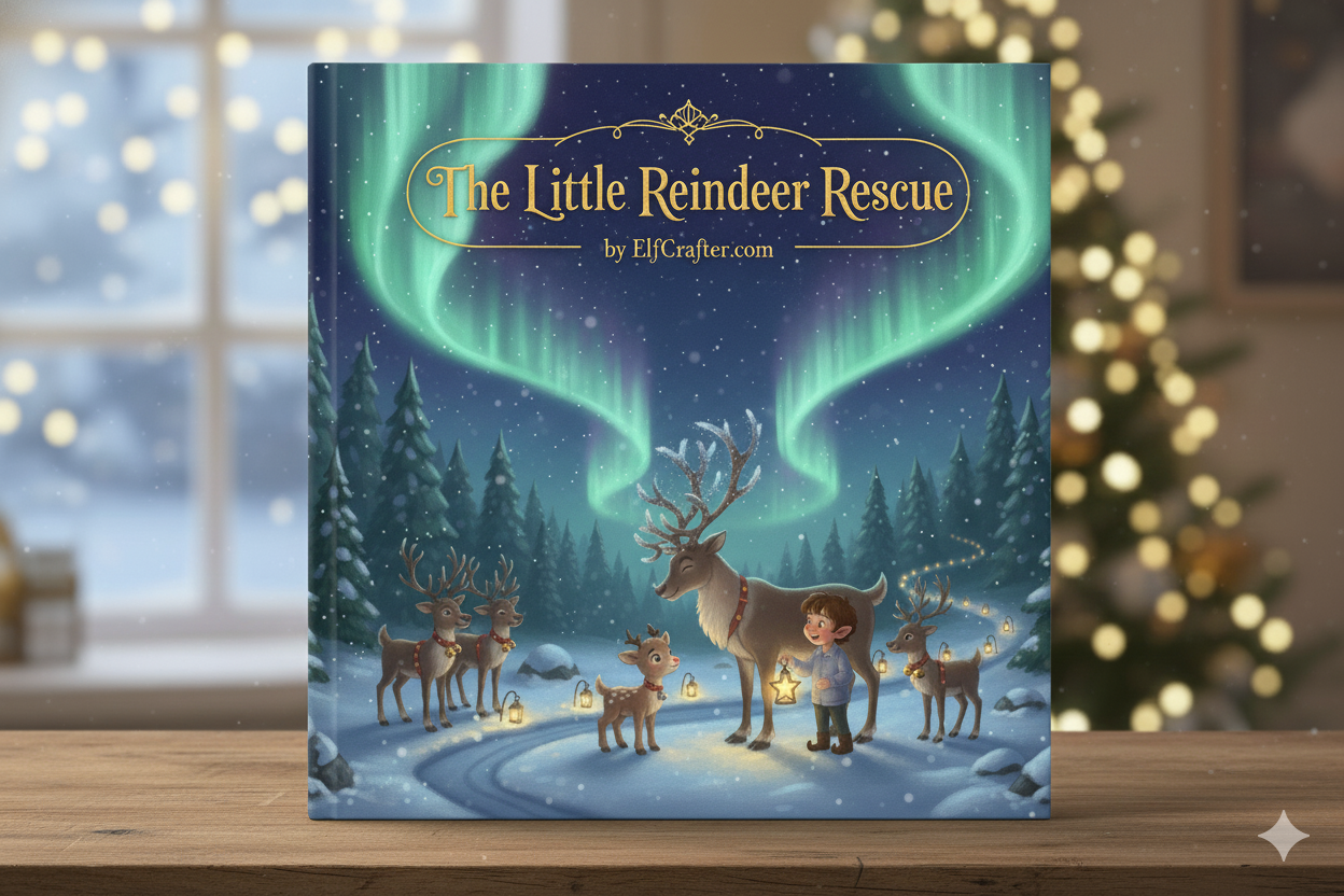 The Little Reindeer Rescue - Christmas storybook cover featuring magical elf adventures